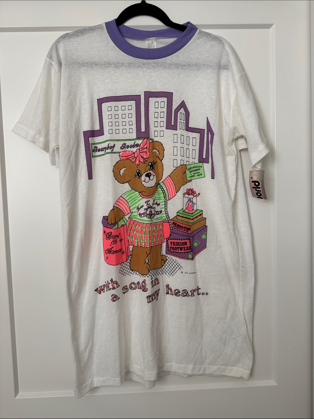 Deadstock Vintage 90s White Graphic Shopping Ringer Sleep Tee